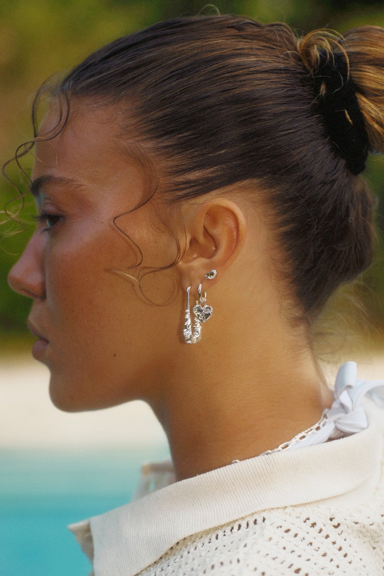 Contrast stud øreringe - sølv